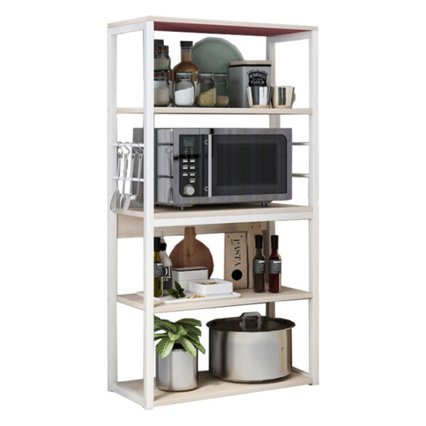Floor shelf unit Tace pakoworld metallic in white-natural color 50x30x129cm 072-000043