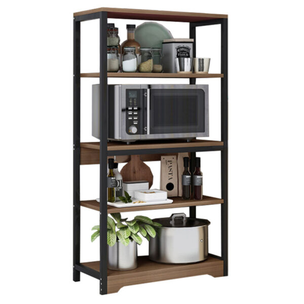 Floor sfelf unit Obra pakoworld metallic in walnut-black color 60x30x126cm 072-000045