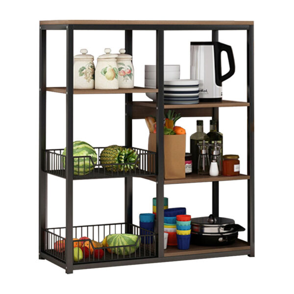 Floor Shelf unit Tati pakoworld metal black-walnut 80x30x101cm 072-000052