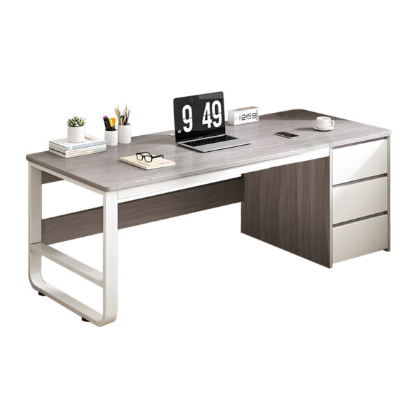 Γραφείο Salto pakoworld με ραφιέρα-MDF γκρι-λευκό 120x48x74εκ 072-000077