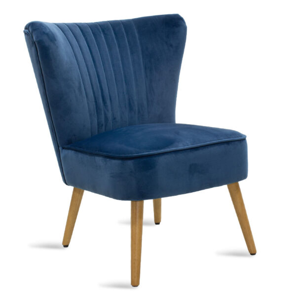 Armchair Stork pakoworld velvet  in dark blue-natural color 68x54x78cm 080-000005