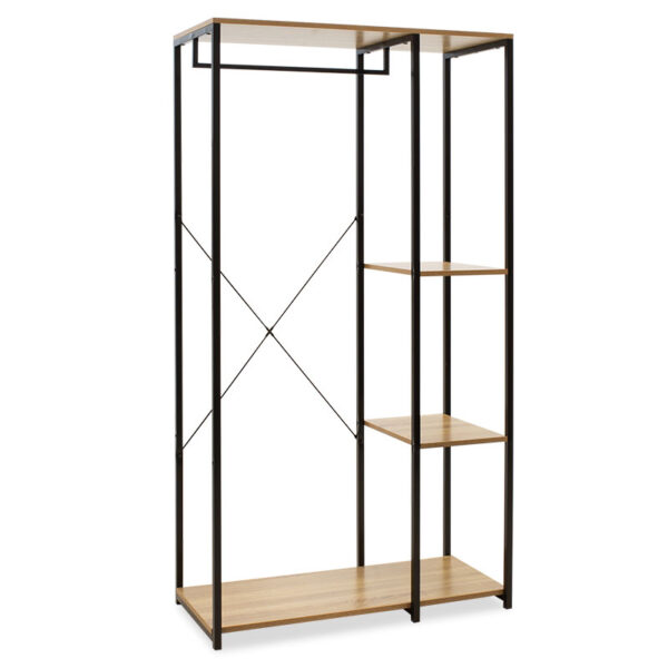 Entrance unit-Closet Ramon pakoworld modern oak color with black metal frame 90,5x41x167cm 085-000008