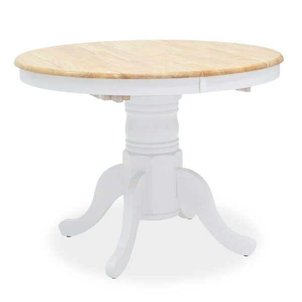 Dining table Lars pakoworld extendable wood-MDF white-natural D100(+38)x100x75cm 091-000004