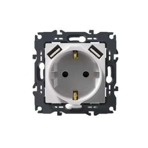 PRIME ΠΡΙΖΑ ΣΟΥΚΟ ΑΣΦΑΛΕΙΑΣ 1x2P+E 16A 250VAC & 2 USB 5VDC 3.1A IP20  ΛΕΥΚΗ ACA - 1000116301