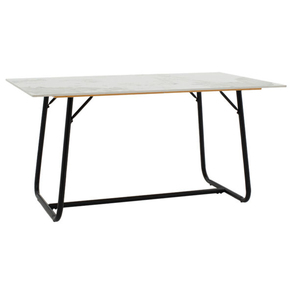 Dinning table Revello pakoworld sintered stone white marble- metal black leg design 150x90x75cm 101-000074