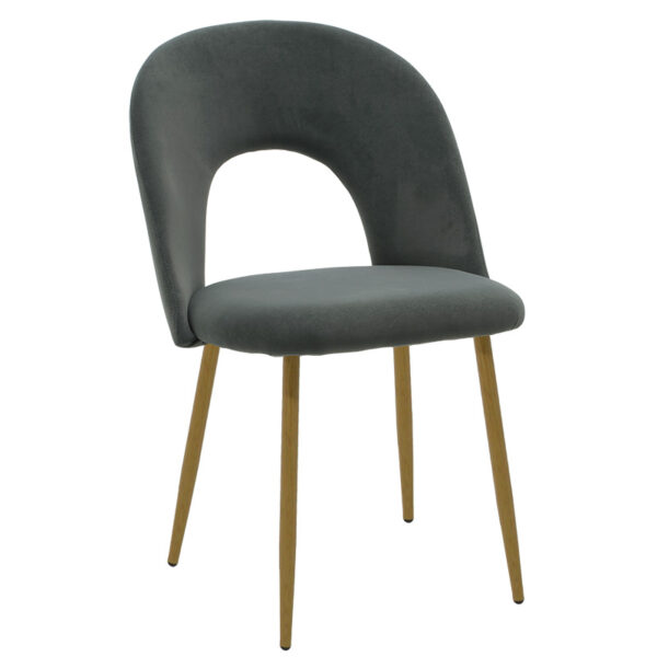 Chair Jonah pakoworld velvet dark greynatural legs 101-000081