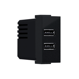 ^ MODYS ΠΡΙΖΑ ΤΡΟΦΟΔΟΣΙΑΣ USB 1 ΣΤ. 2xUSB ΜΑΥΡΗ ΜΑΤ  5VDC 2X1.2A IP20 ACA - 10101412355