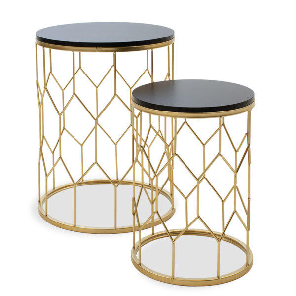Side table set 2pcsZion II pakoworld metal in black-golden color 104-000009