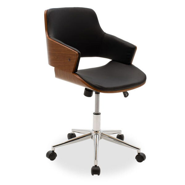 Manager office chair Fern pakoworld with black pu - walnut wood 106-000001