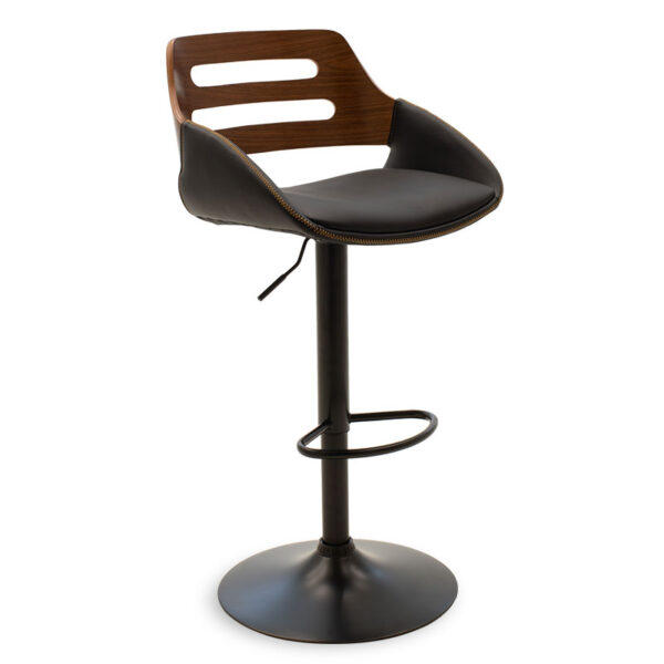 Bar stool Fern pakoworld adjustable height PU black walnut-metal black 106-000007