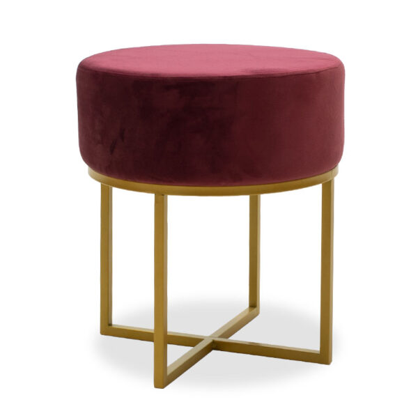 Isla pakoworld stool dark red velvet - golden metal 40x40x45cm 110-000003