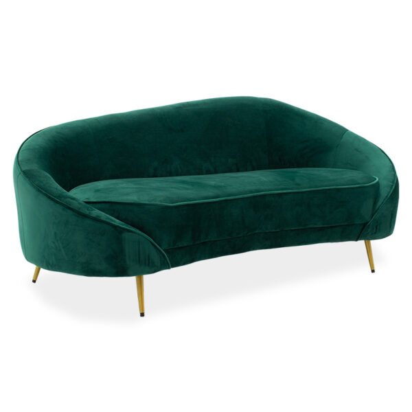 3 seater sofa Amora pakoworld dark green velvet - golden metal 180x81x77cm 110-000045