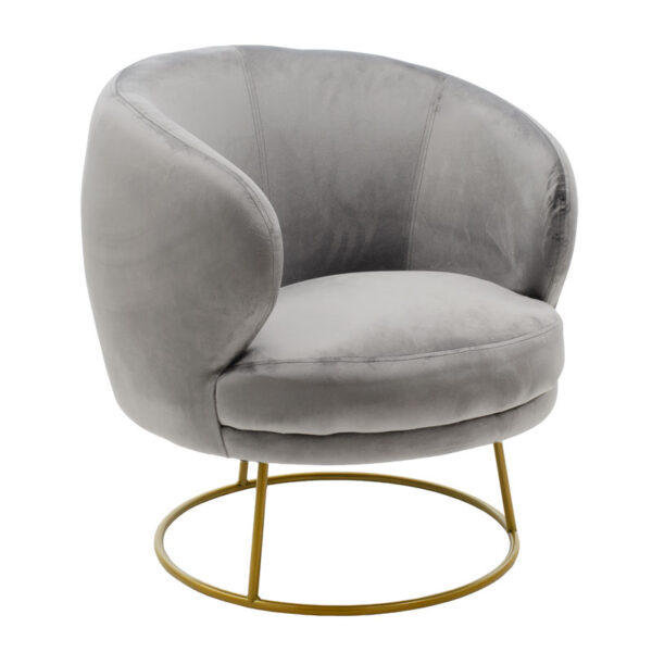 Armchair Rony pakoworld velvet grey 78x75x82cm 110-000054