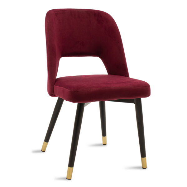 Chair Brianna pakoworld metal black with burgundy velvet 112-000027