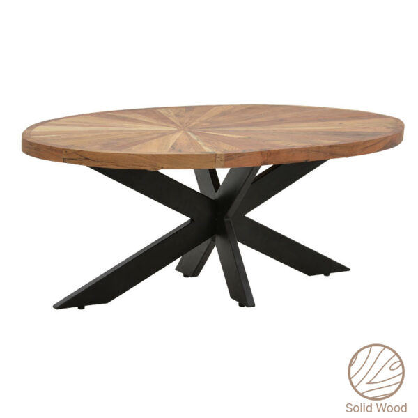 Table oval Fardy pakoworld solid acacia wood walnut-black 120x60x45cm 113-000034