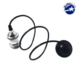 GloboStar® 115102 Κρεμαστό Φωτιστικό Οροφής Ανάρτηση με Μαύρη Πλαστική Βάση - Πλαστικό Μαύρο Καλώδιο και Νίκελ Μεταλλικό Ντουί Ε27