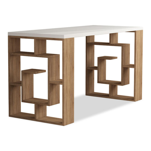 Working Table Labirent pakoworld in white - oak 140x60x75cm 119-000806
