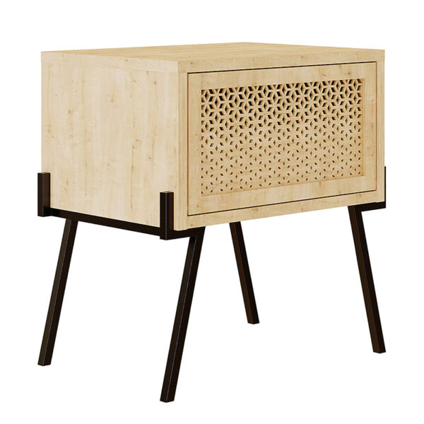 Nightstand Hamer pakoworld black-natural 48x34x51cm 119-001093