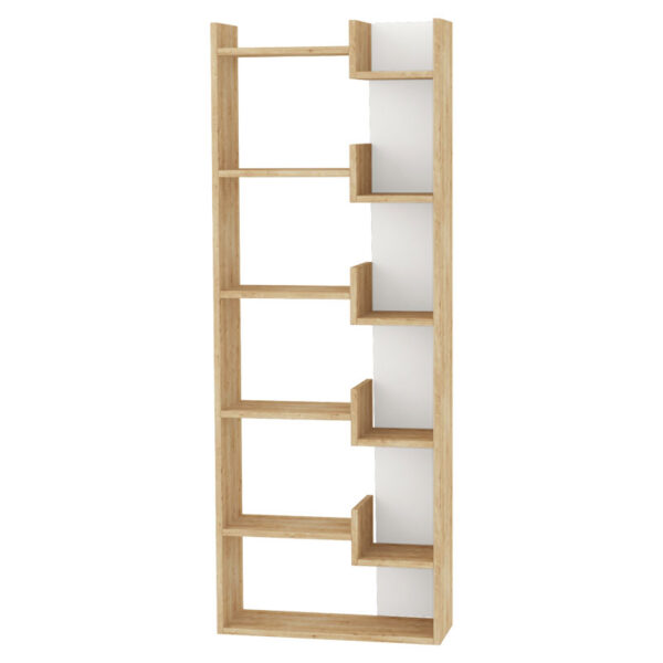 Bookcase Oppa pakoworld natural-white 61x22x162cm 119-001139