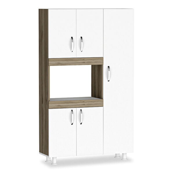 Kitchen cabinets Defne pakoworld in white-walnut color 89x37.5x160cm 120-000003