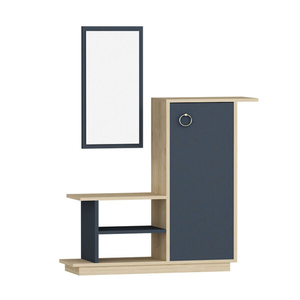 Entrance furniture with mirror Ceel pakoworld in white-walnut color 80x29.5x90cm 120-000006