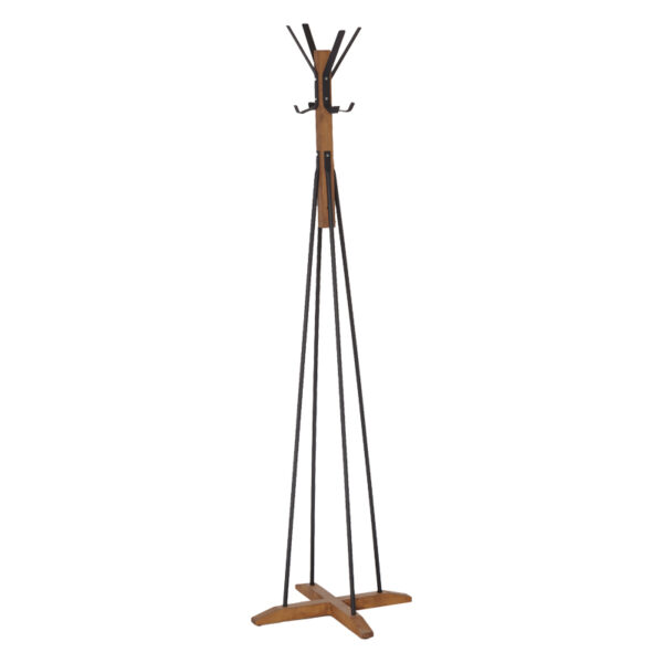 Coat Stand Myra pakoworld in walnut-black color D40x160cm 120-000119