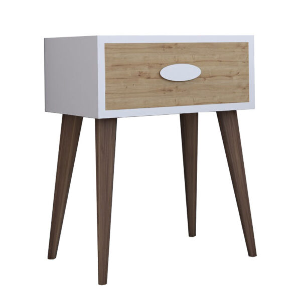 Nightstand Labow pakoworld with a drawer walnut-white-sonoma 45x30x57,5cm 120-000131