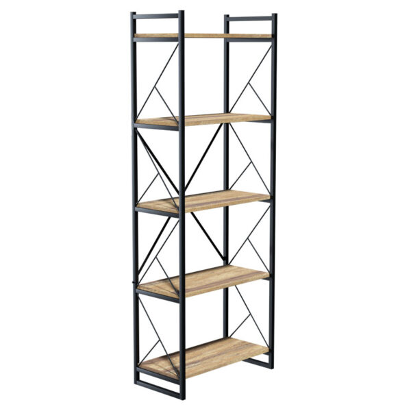 Bookcase Baker pakoworld walnut-black 66x34x180cm 120-000330