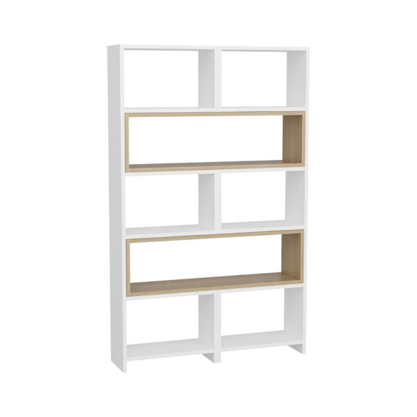 Extendable bookcase Thorin pakoworld white-natural 163.5x22x150cm 120-000370