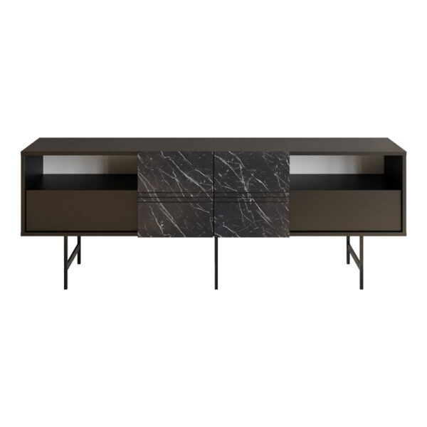 Buffet Kevan pakoworld marble black-black leg 180x35x65cm 120-000379