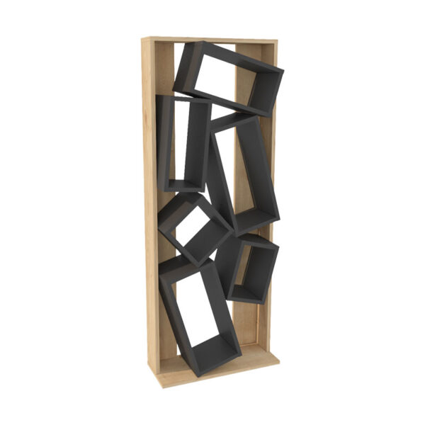 Βιβλιοθήκη Jamey pakoworld φυσικό-ανθρακί 60x24x153,6 εκ 120-000395