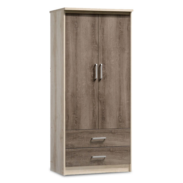 Wardrobe Olympus pakoworld with 2 doors and drawers in castillo-toro colour 81x57x183 123-000021