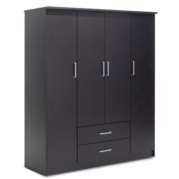 Wardrobe Olympus pakoworld with 4 doors and drawers in wenge colour 159x57x183 123-000046