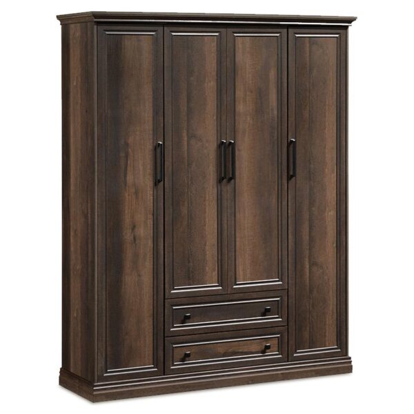 Wardrobe Mozart pakoworld with 4 doors and drawers in walnut colour 158x52x202,5cm 123-000135