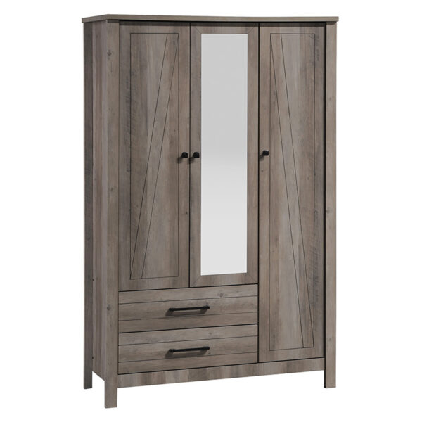 Wardrobe Tara pakoworld 3 doors rustic oak with mirror 121x52x193cm 123-000171