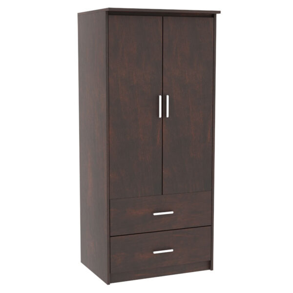 Wardrobe Olympus pakoworld with 2 doors and drawers in walnut colour 81x57x183 123-000179