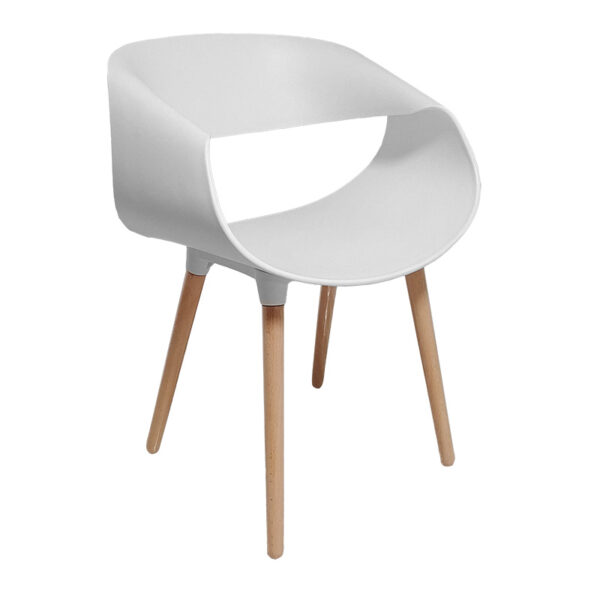 Armchair Aura pakoworld PP white-natural leg 127-000019