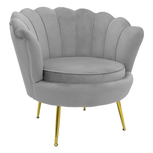 Armchair Daimon pakoworld velvet grey-golden 79x74x78cm 128-000001