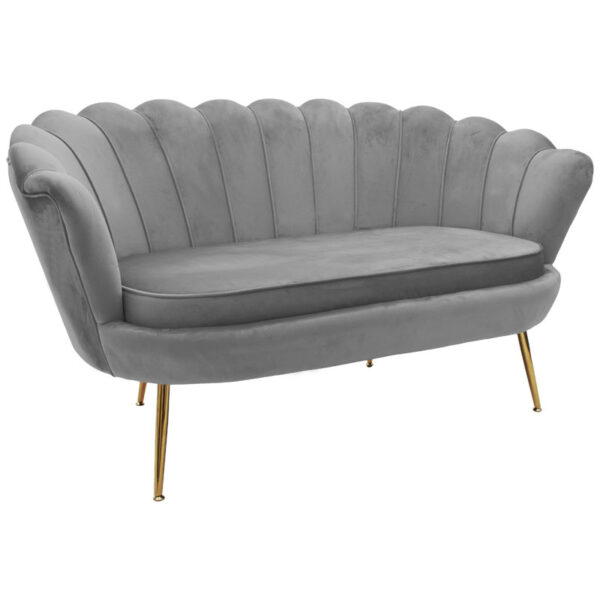 2 seater sofa Daimon pakoworld velvet grey 134x70x77cm 128-000005