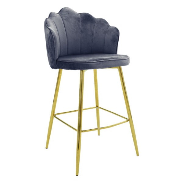 Bar stool Nataly pakoworld velvet grey-metal golden 128-000013