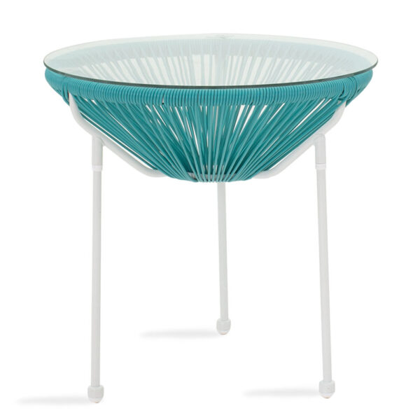 Acapulco pakoworld table metal white-pe turquoise D50x50cm 130-000025