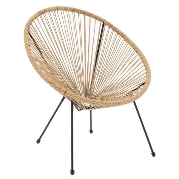 Acapulco pakoworld garden armchair black metal-pe in natural color 130-000036