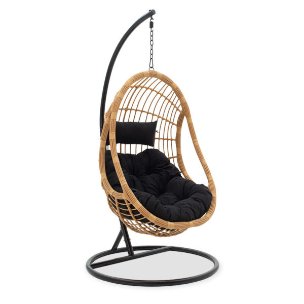 Lacie pakoworld garden swing hanging pe natural-metal pillow black 131-000004