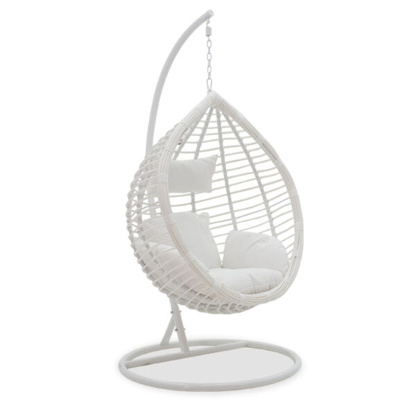 Nadim pakoworld garden swing hanging metal-pe-pillow white 131-000005