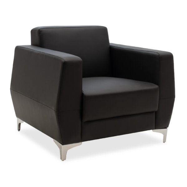 Dermis armchair pakoworld inox with pu in black colour 88x75x75cm 132-000001