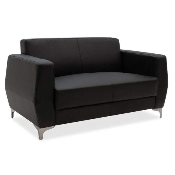 2 seater sofa Dermis pakoworld inox with pu in black colour 138x75x75cm 132-000002