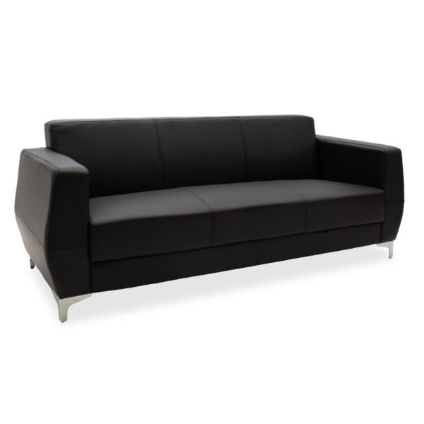 3 seater sofa Dermis pakoworld  PU inox black color 188x75x75cm 132-000003