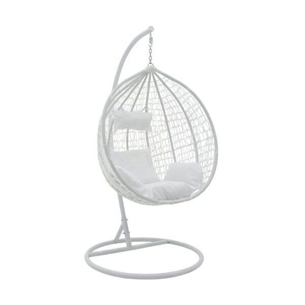 Garden swing Zafer pakoworld pendant metal-pp-pillow in white color 106x103x200cm 135-000002