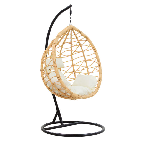 Hudson pakoworld garden swing hanging metal black-pp natural-cushion ivory 109x11x9x195cm 135-000008