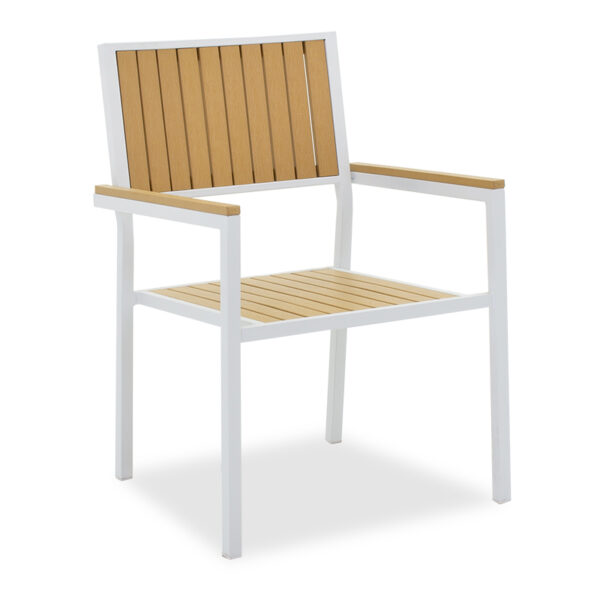 Garden armchair Tessa pakoworld metal white-natural 136-000013